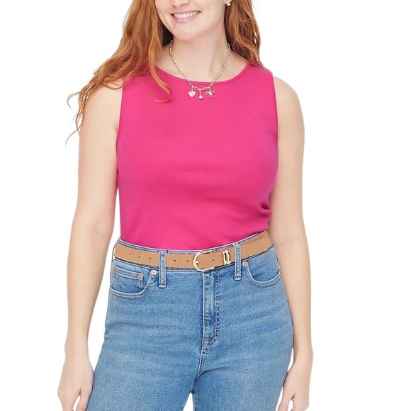 J. Crew Shell Tank‎ Top Size L Sweet Fuchsia Sleeveless Pullover Casual NWT - Picture 1 of 10